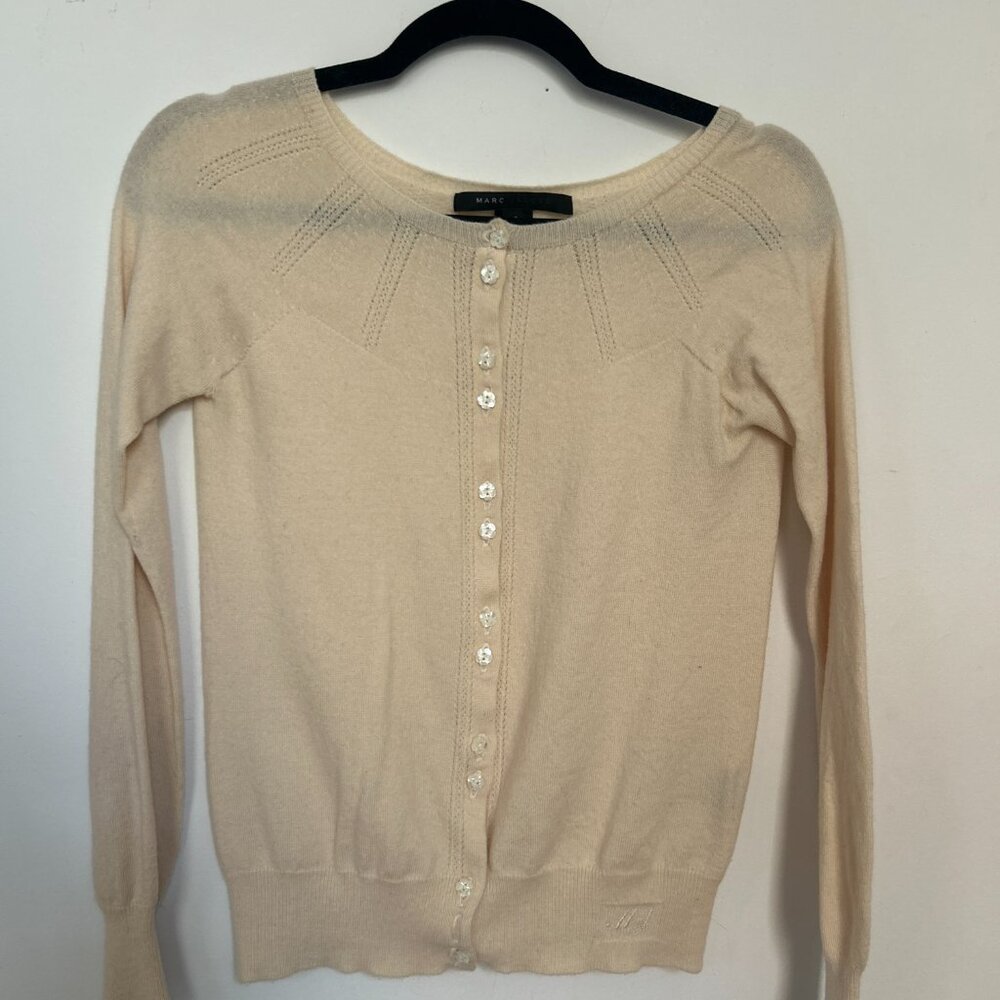 Marc Jacobs 100% Merino Wool Cardigan XS Cream/Ivory